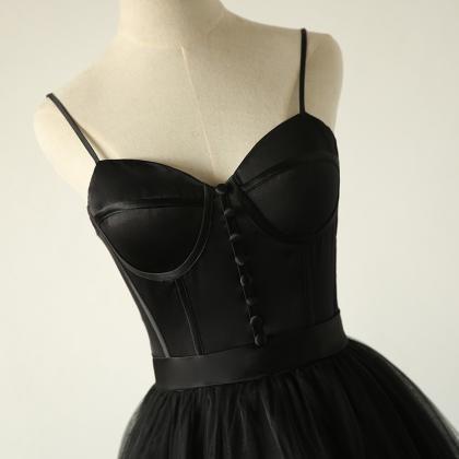 Black Tulle Long Prom Dress, Black Evening Dress
