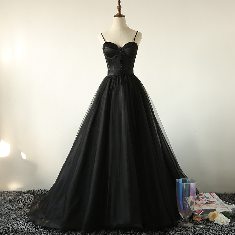 Black Tulle Long Prom Dress Evening Dress   cg11971