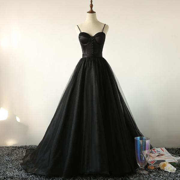 Black Tulle Long Prom Dress, Black Evening Dress on Luulla